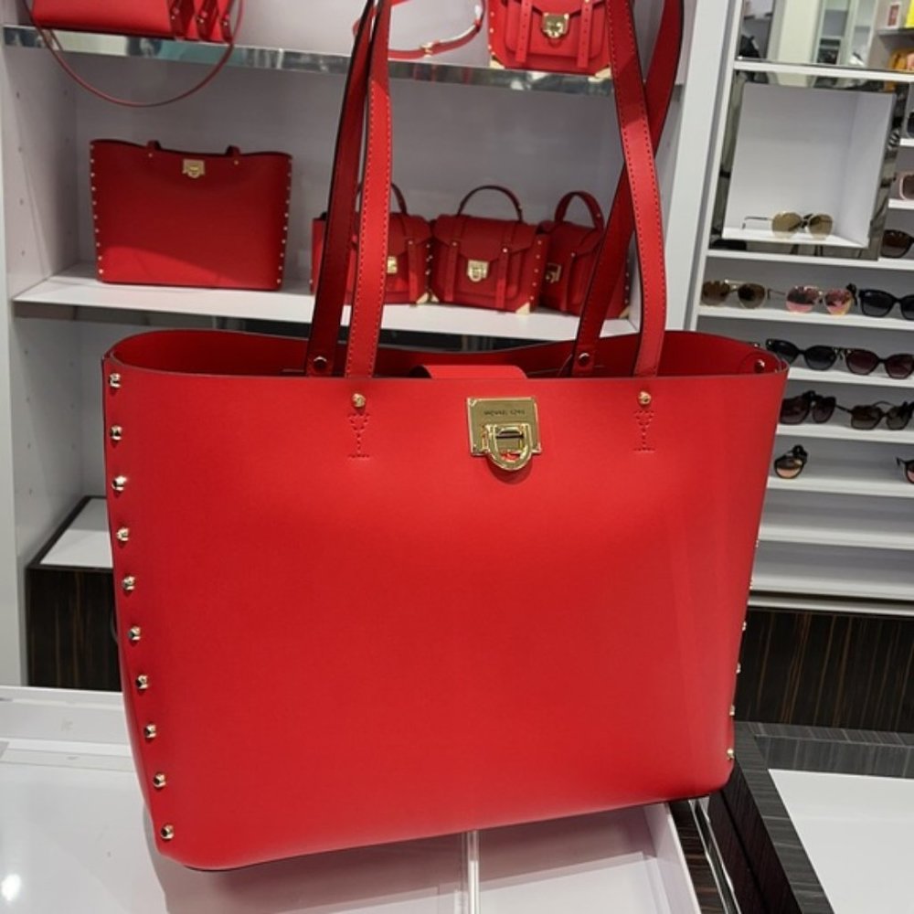 Michael Kors Manhattan Large Tote Leather Color Flame - Picture 4 of 16
